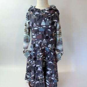 Organic Hooded Dress - Pockets - Grow With Me - Mountains Stripe