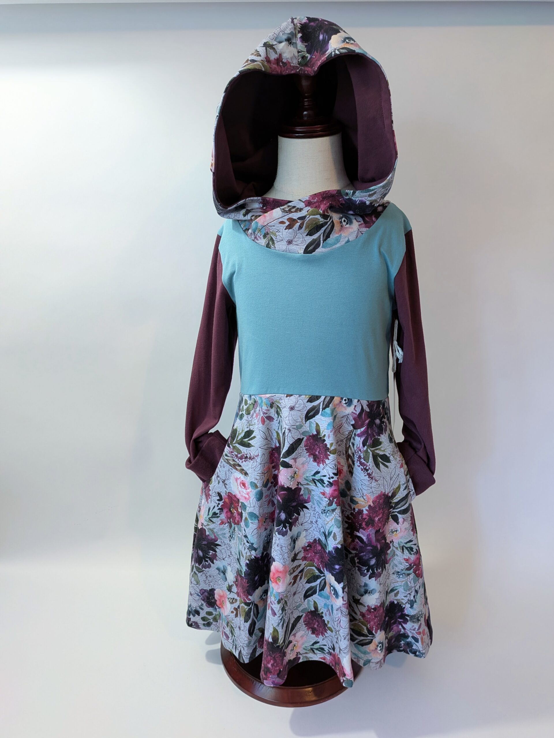 Organic Hooded Dress - Pockets - Grow With Me - Floral - Image 2