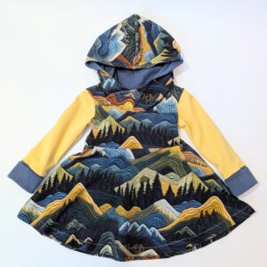 Organic Hooded Dress - Pockets - Grow With Me - Tapestry Mountains