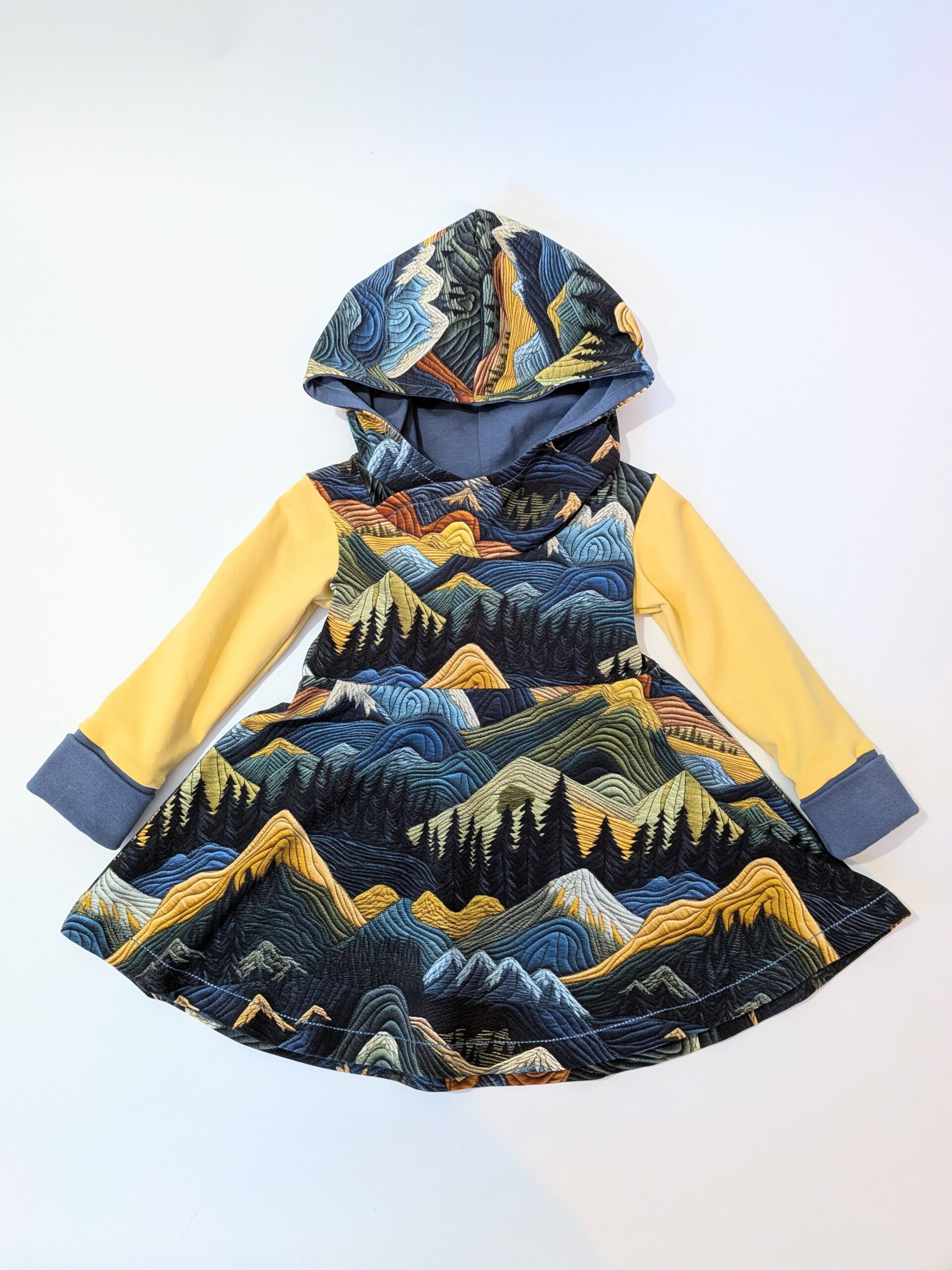 Organic Hooded Dress - Pockets - Grow With Me - Tapestry Mountains