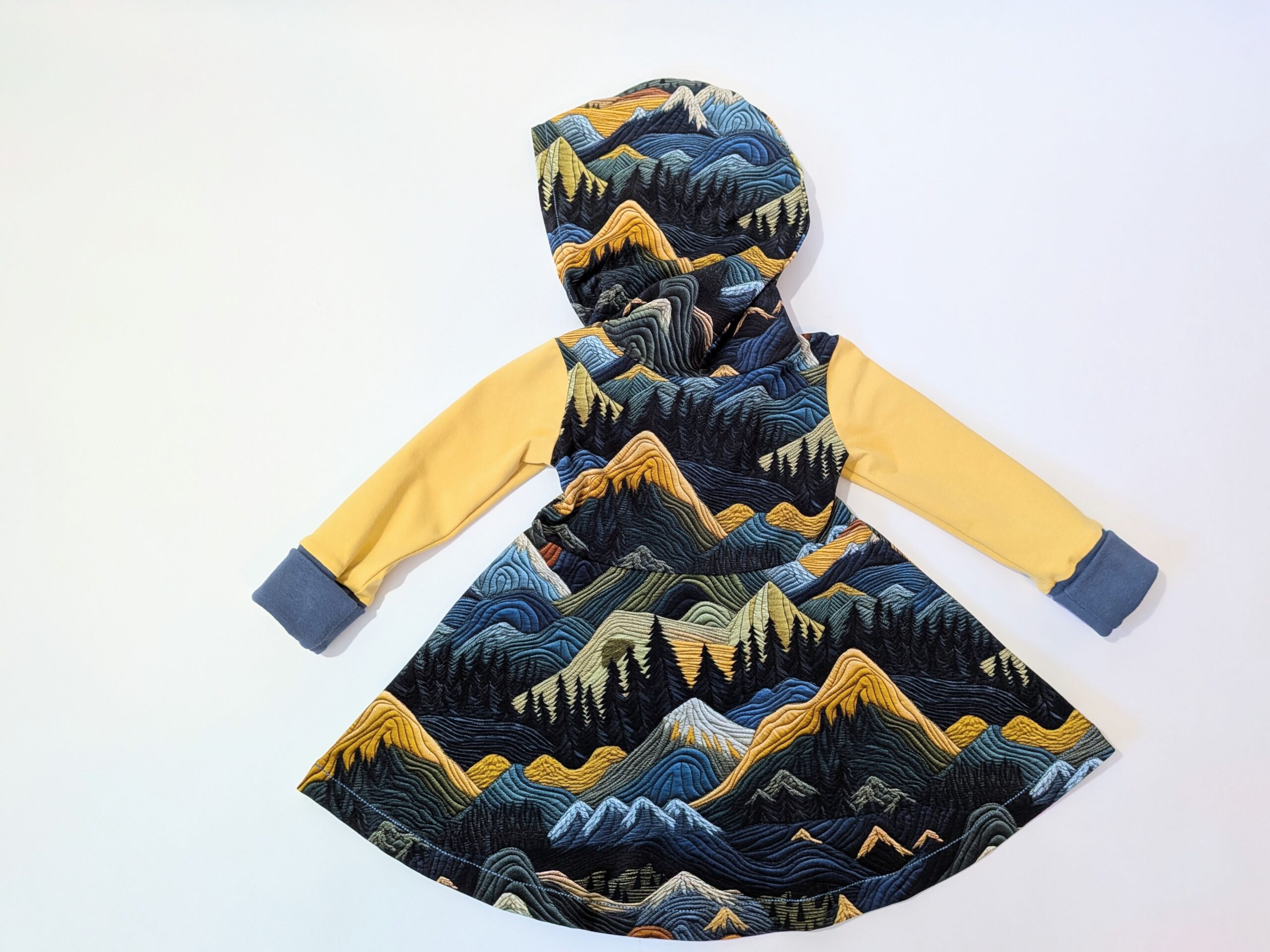 Organic Hooded Dress - Pockets - Grow With Me - Tapestry Mountains - Image 3